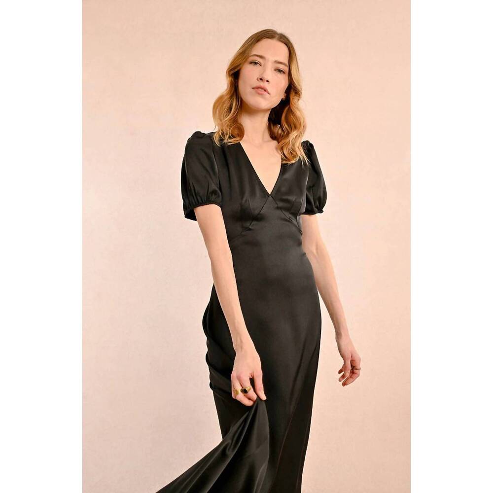 NEW MOLLY BRACKEN long satin dress in black - Picture 4 of 6